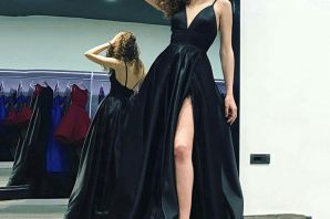 Черное длинное платье на выпускной