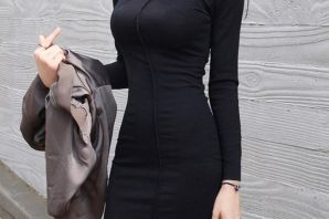 Черное простое платье