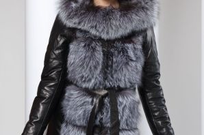 Зимняя кожаная куртка с чернобуркой