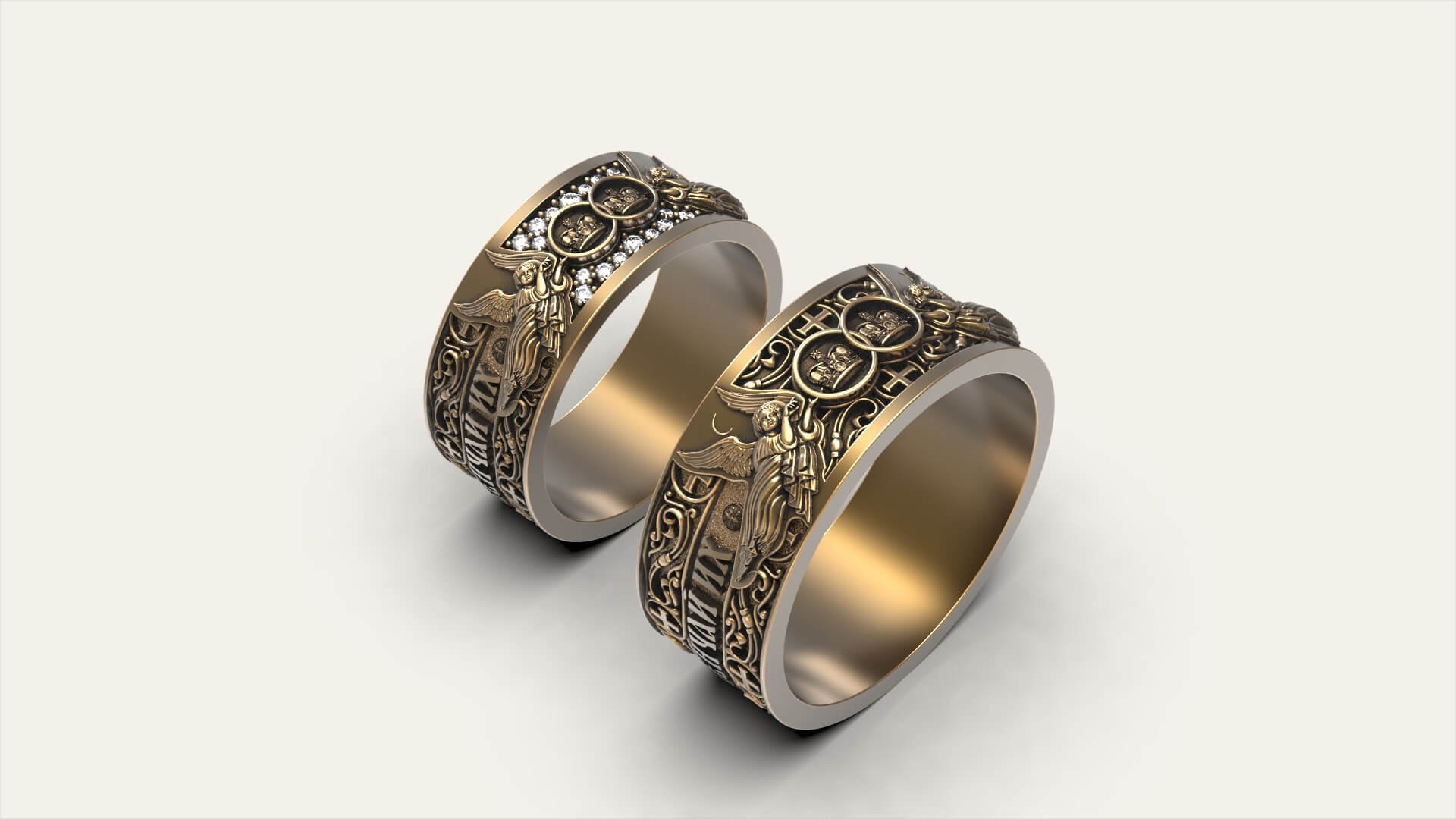 Венчальные кольца серебро золотое