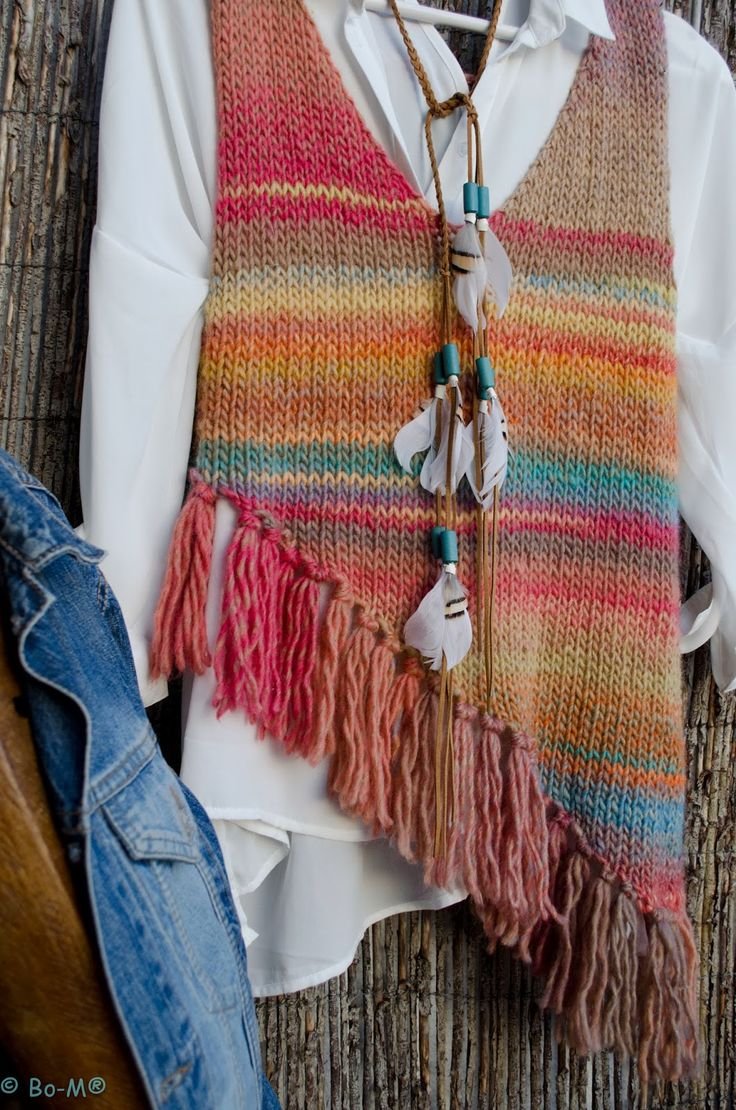 Стеганый жилет в стиле бохо