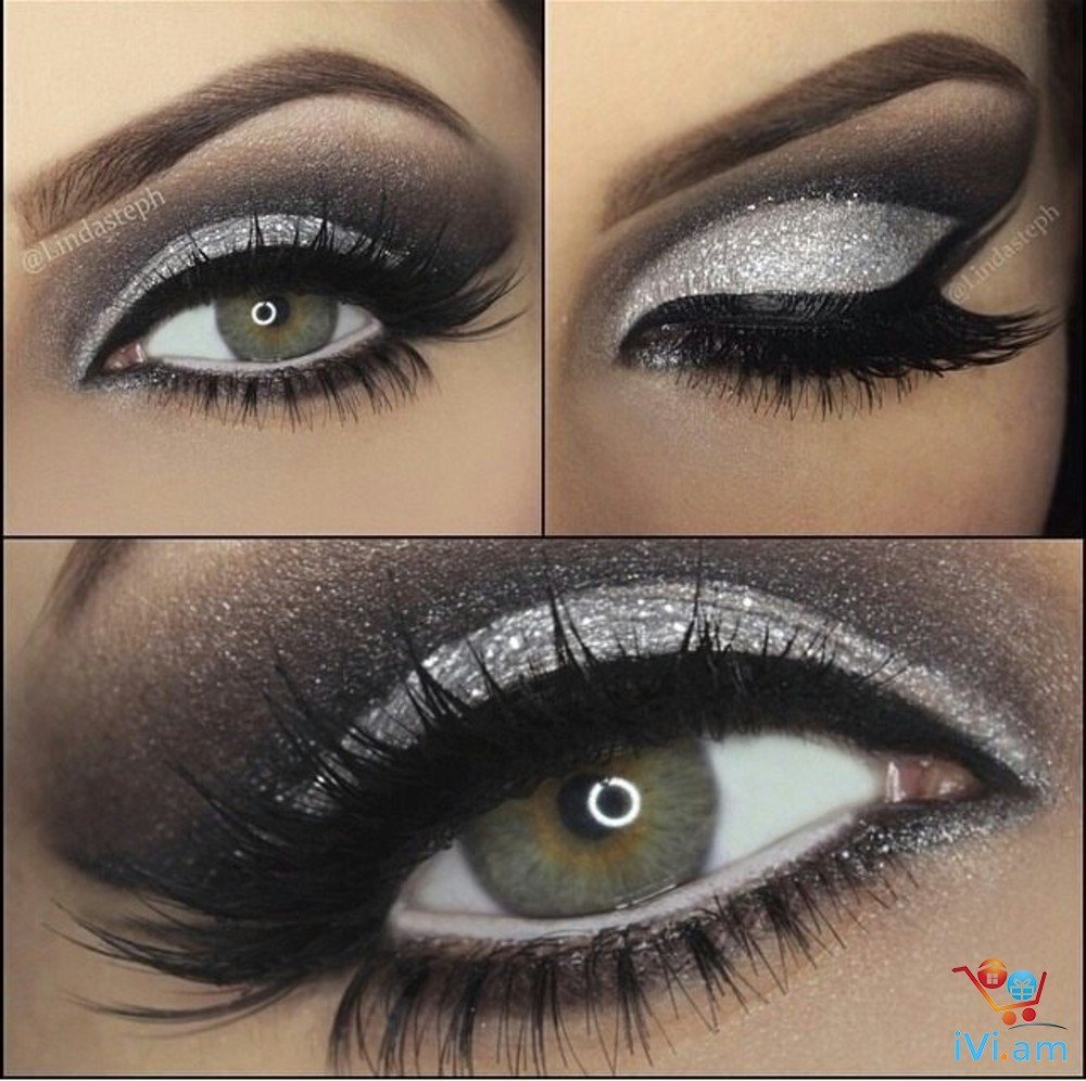 Смоки айс серебристыми тенями