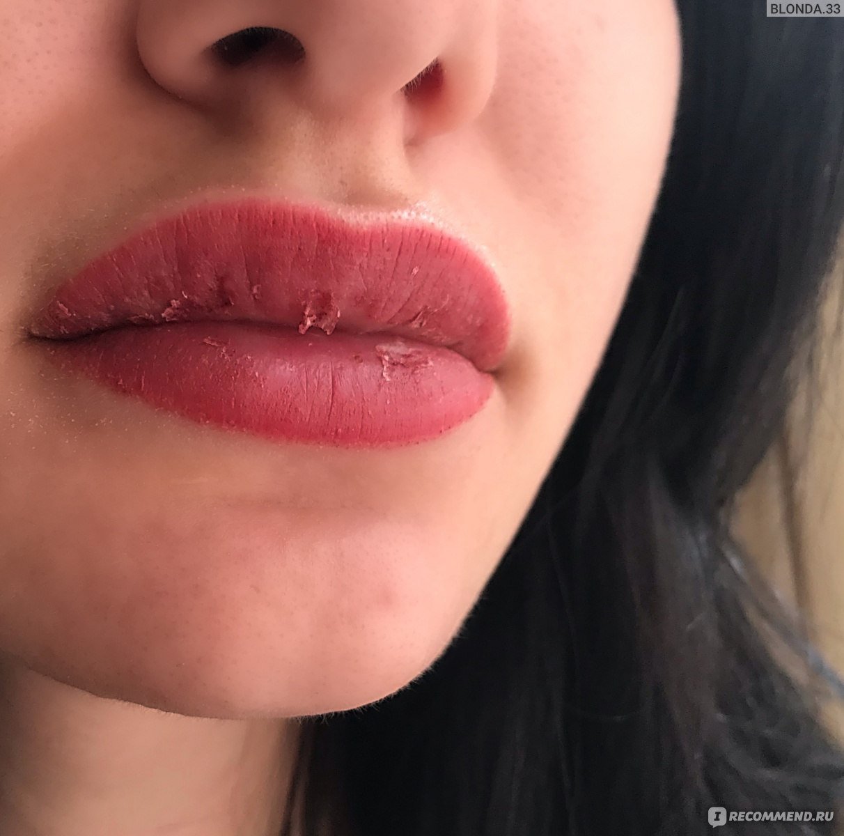 Перманентный макияж губ корочки