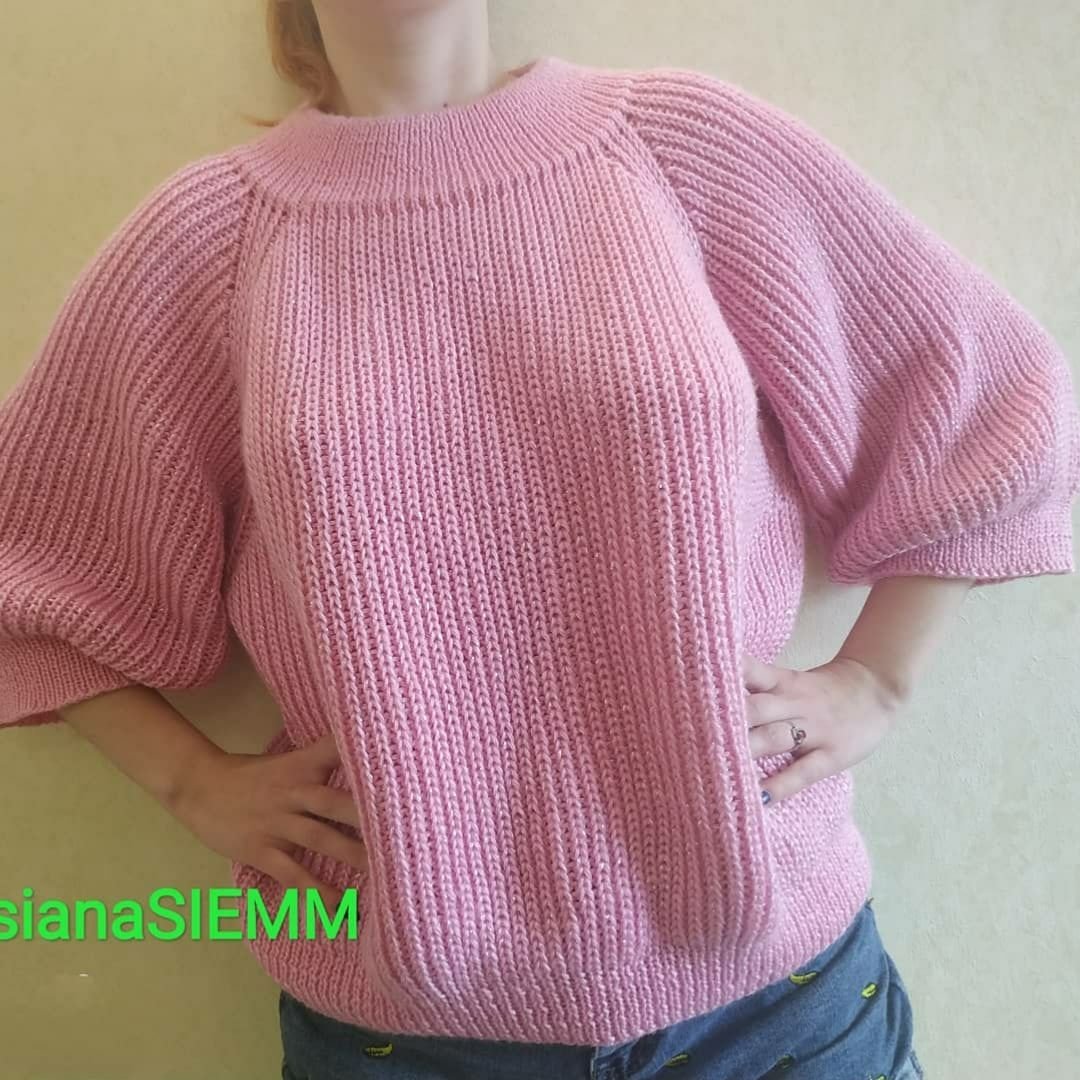 Свитер полупатентной резинкой регланом сверху