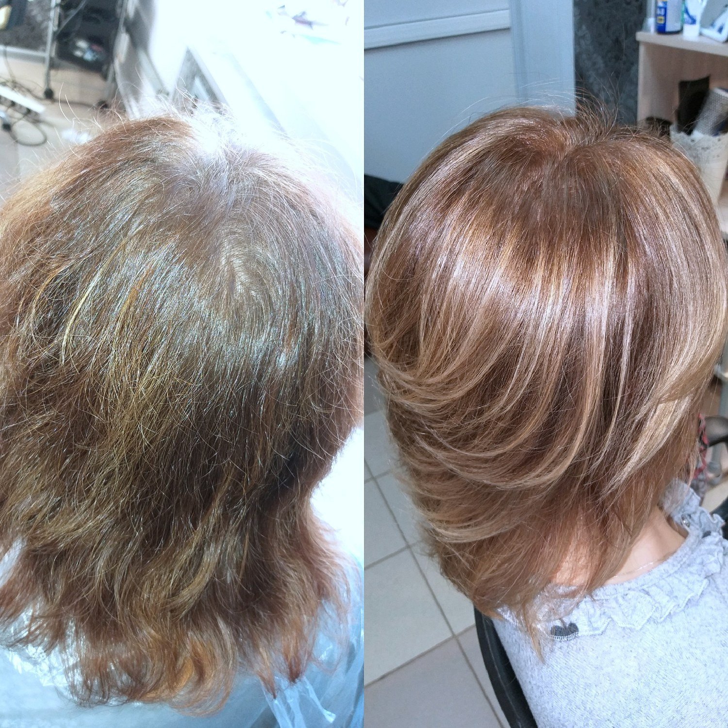 Окрашивание волос и стрижка до и после