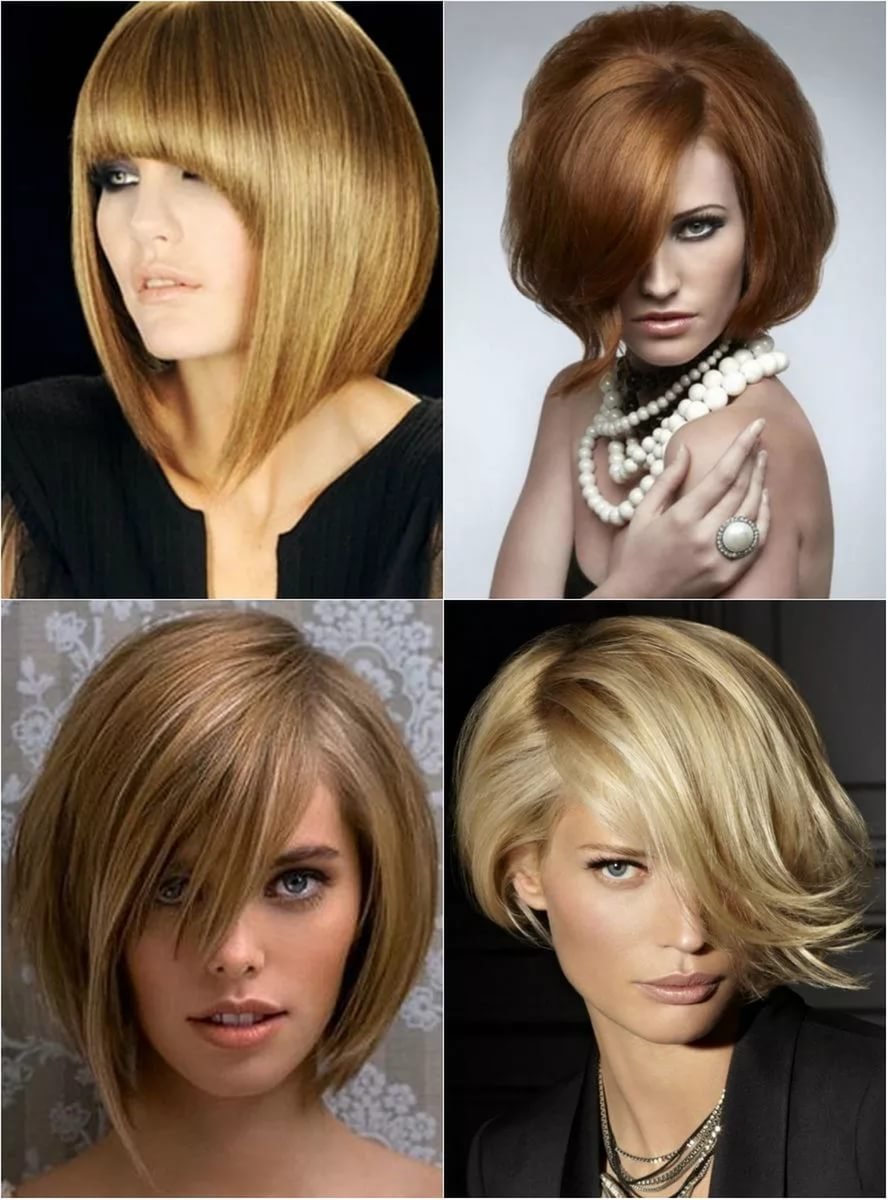 Стрижка удлиненное каре с косой челкой