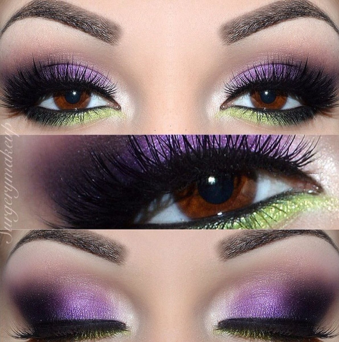Фиолетово зеленый макияж