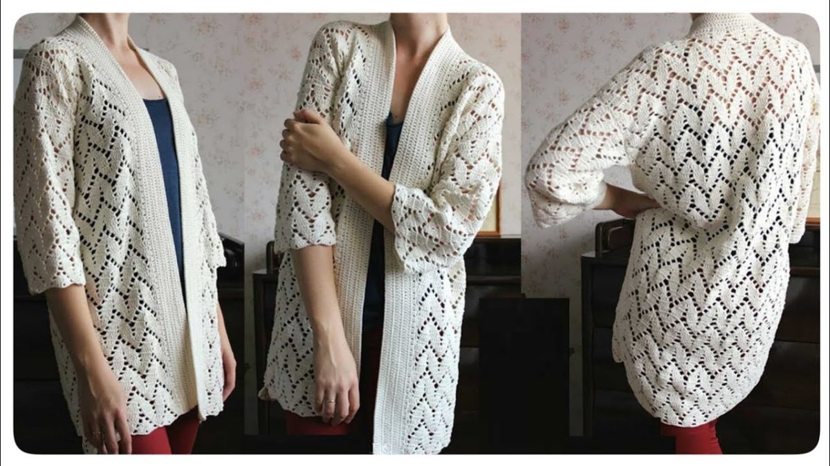 Ажурный кардиган крючком