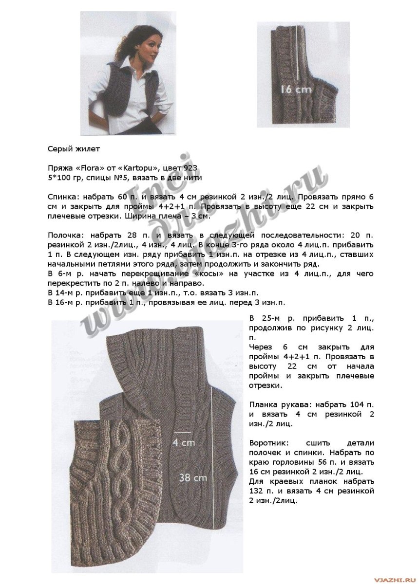 Летний жилет спицами для женщин схемы и описание бесплатно