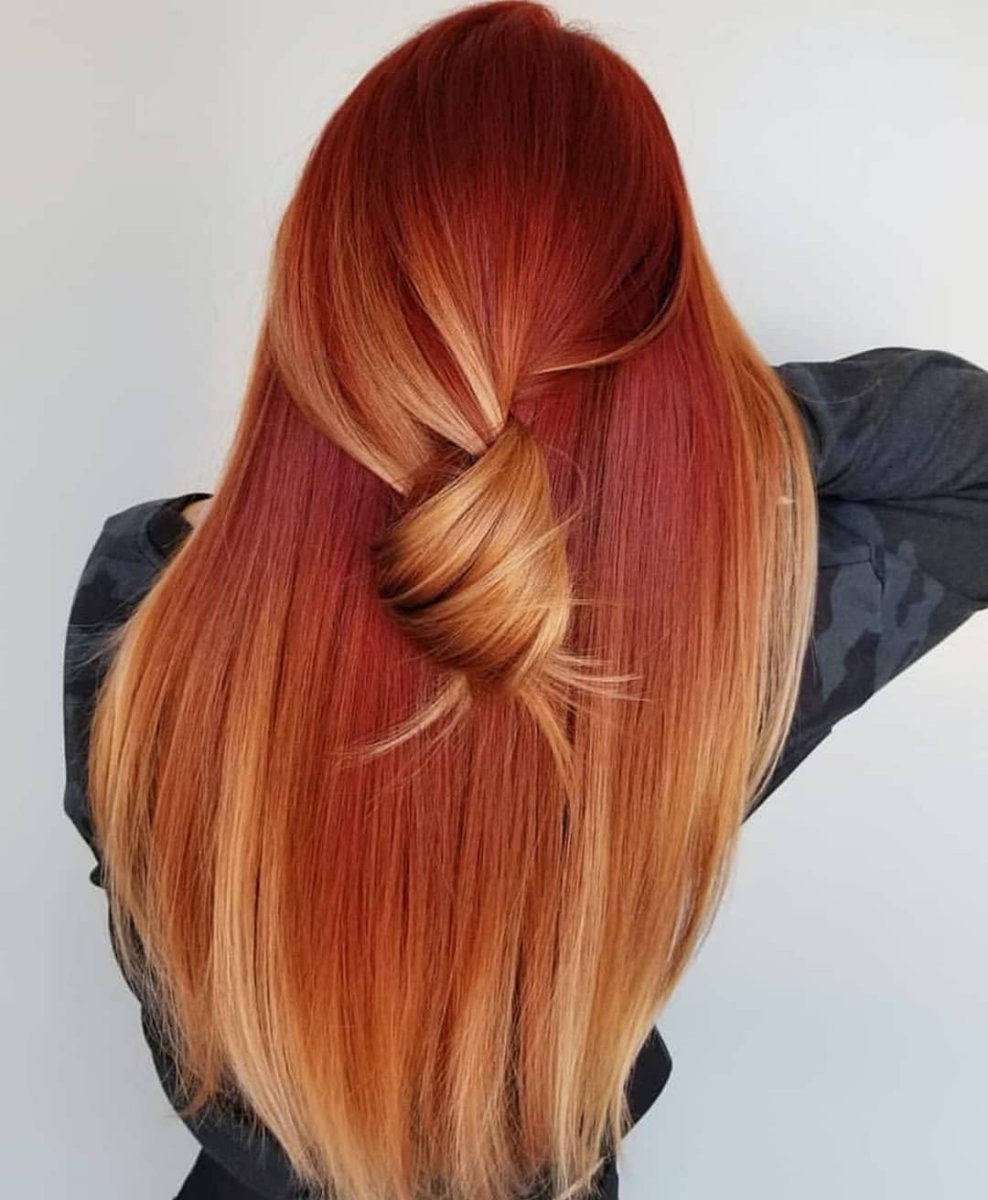 Каре стрижка и рыжее омбре