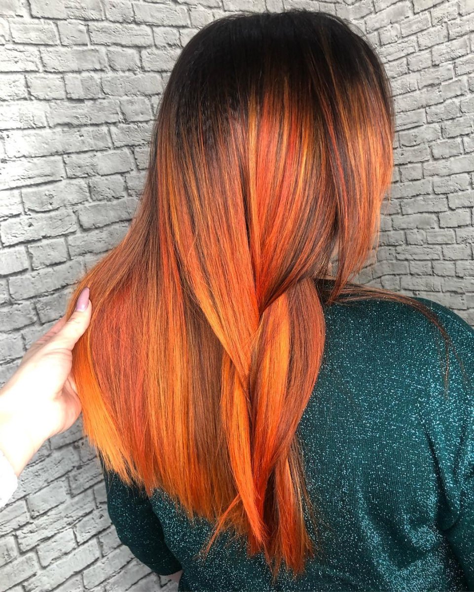 Янтарно медовое омбре