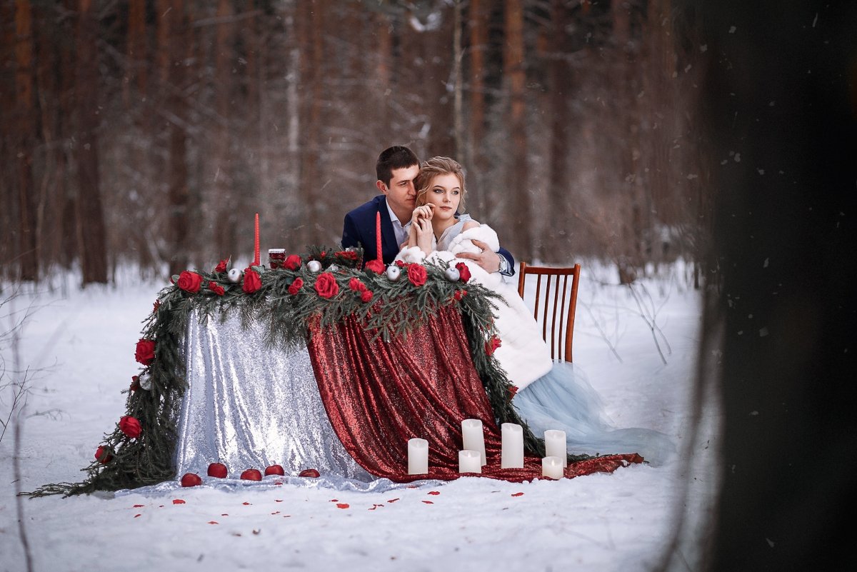 Вишневый свадьба зимой