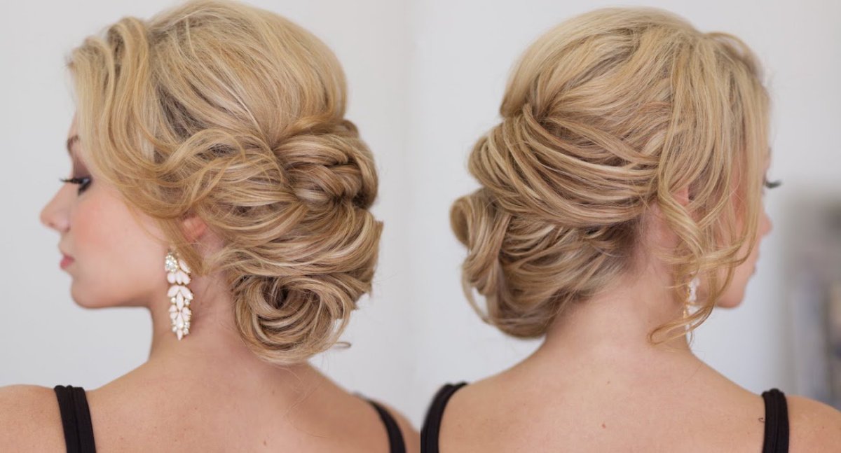 Причёска пучок на средние волосы с челкой