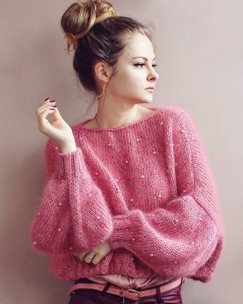 Джемпер из тонкого мохера спицами