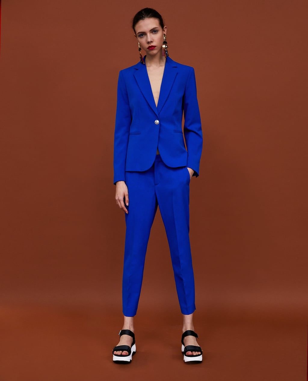 Брючный костюм Zara женский синий Basic