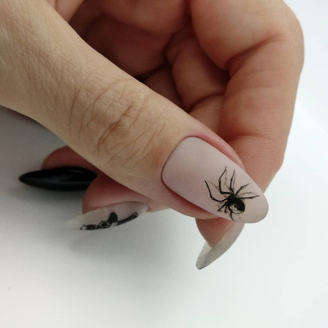 Дизайн ногтей с пауком