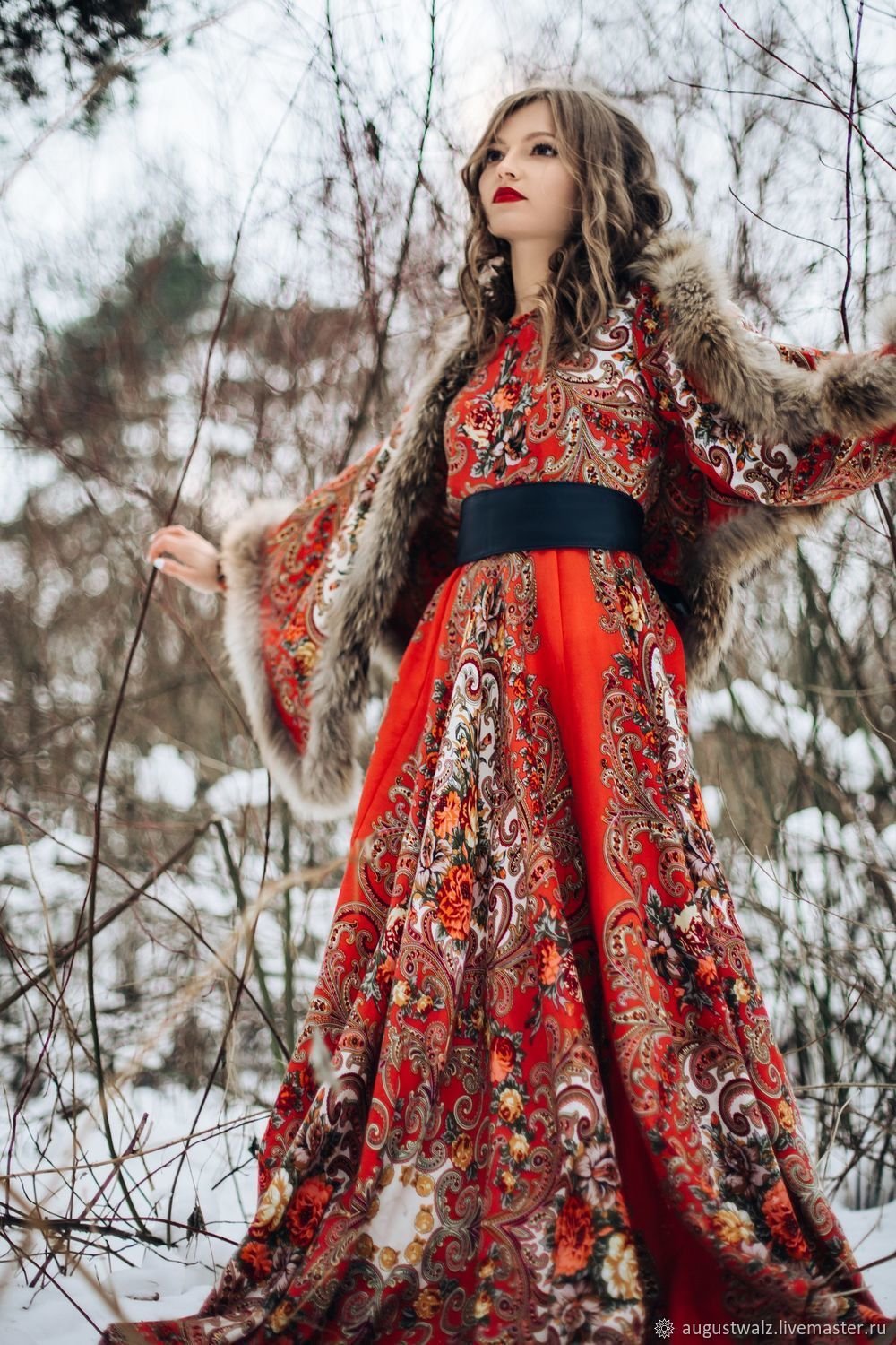 Современные платья в русском стиле - 82 photo