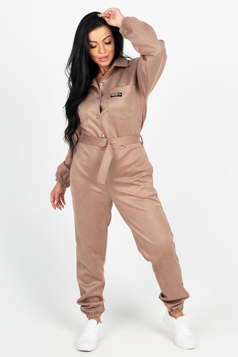 Missguided hooded jumpsuit in cream