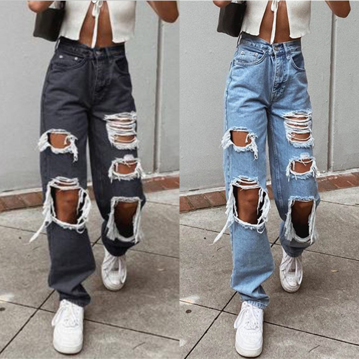 Свободные рваные джинсы