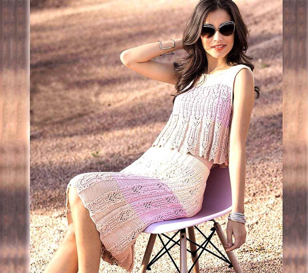 Летнее платье спицами из хлопка