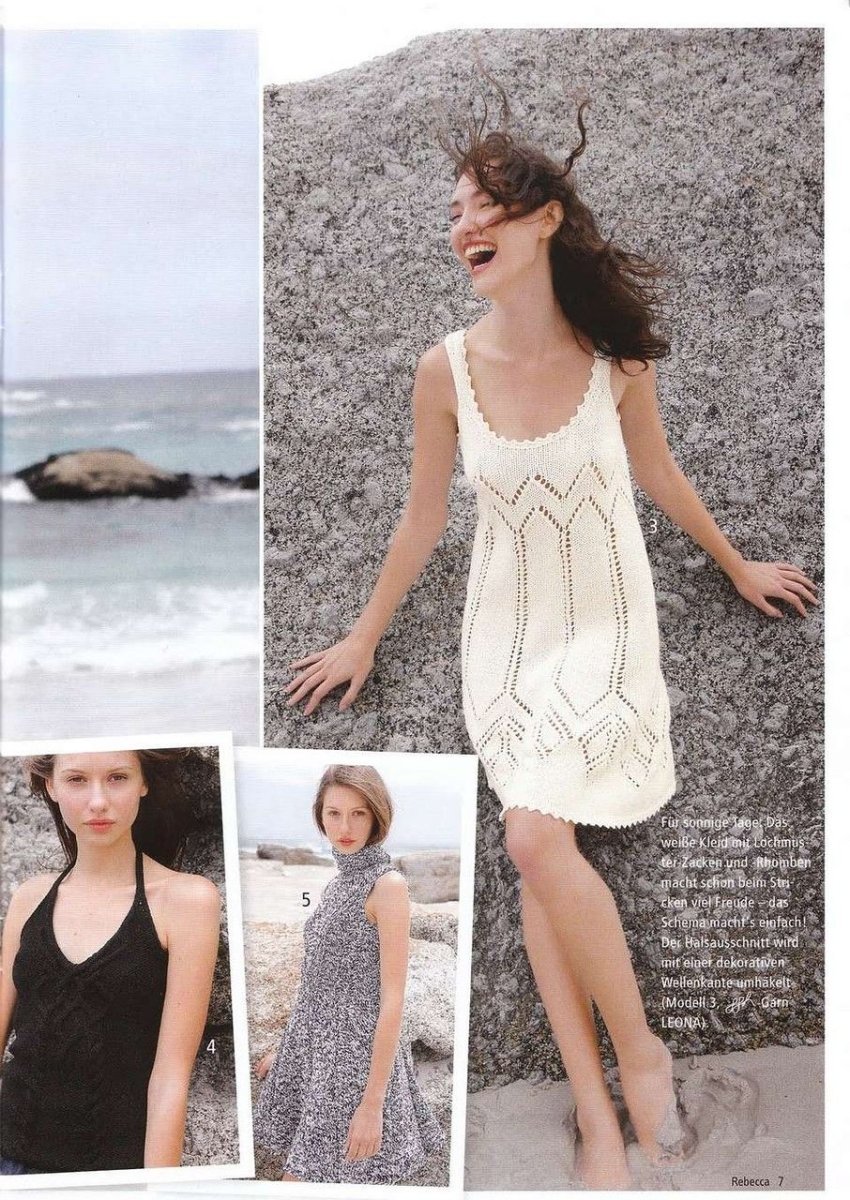 Вязаный летний сарафан спицами